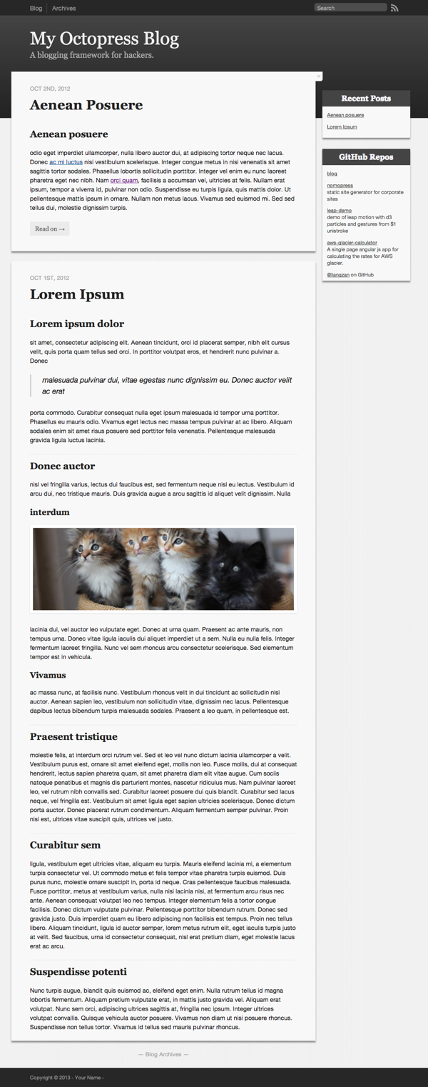 Octopress themes: Lawless Lobsters Full Screenshot