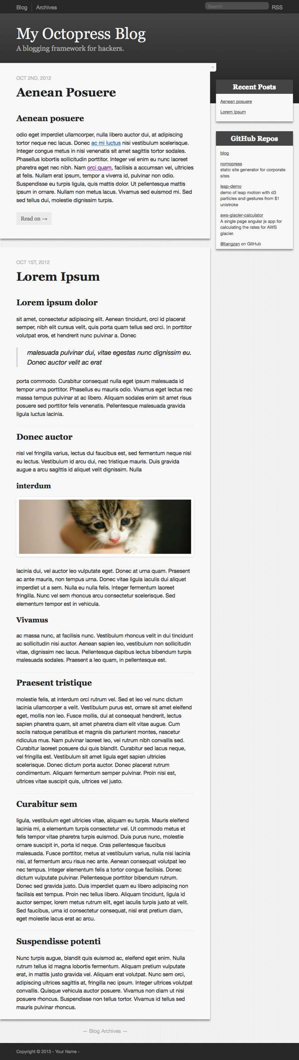 Octopress themes: Lawless Lobsters Tablet Screenshot