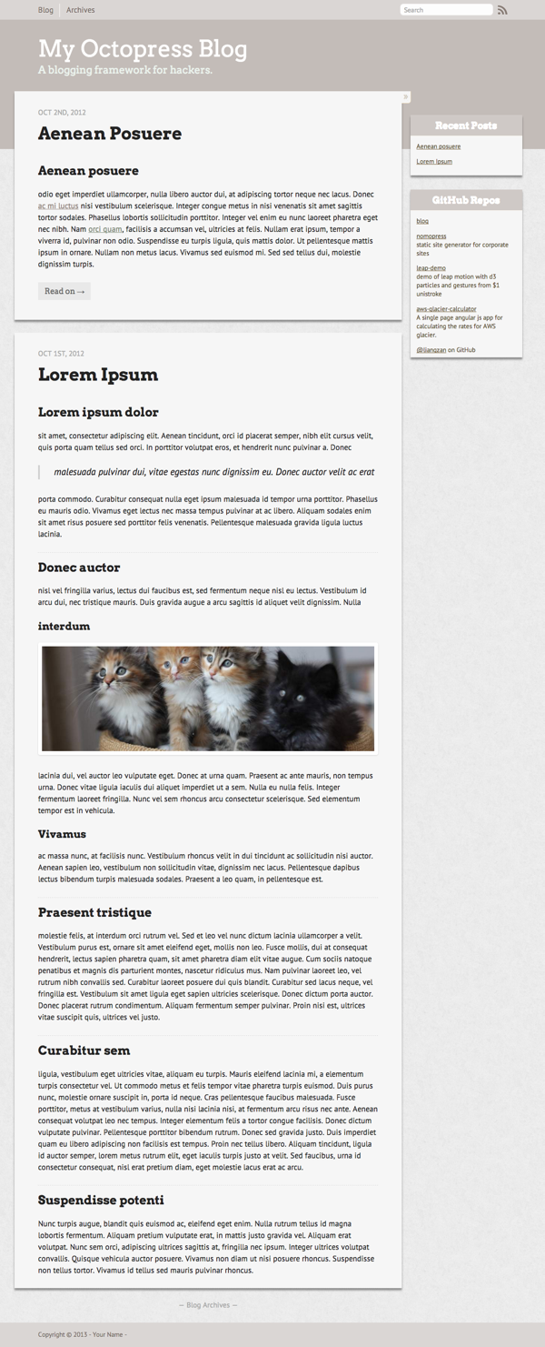 Octopress themes: Lozenge Lobsters Font Screenshot